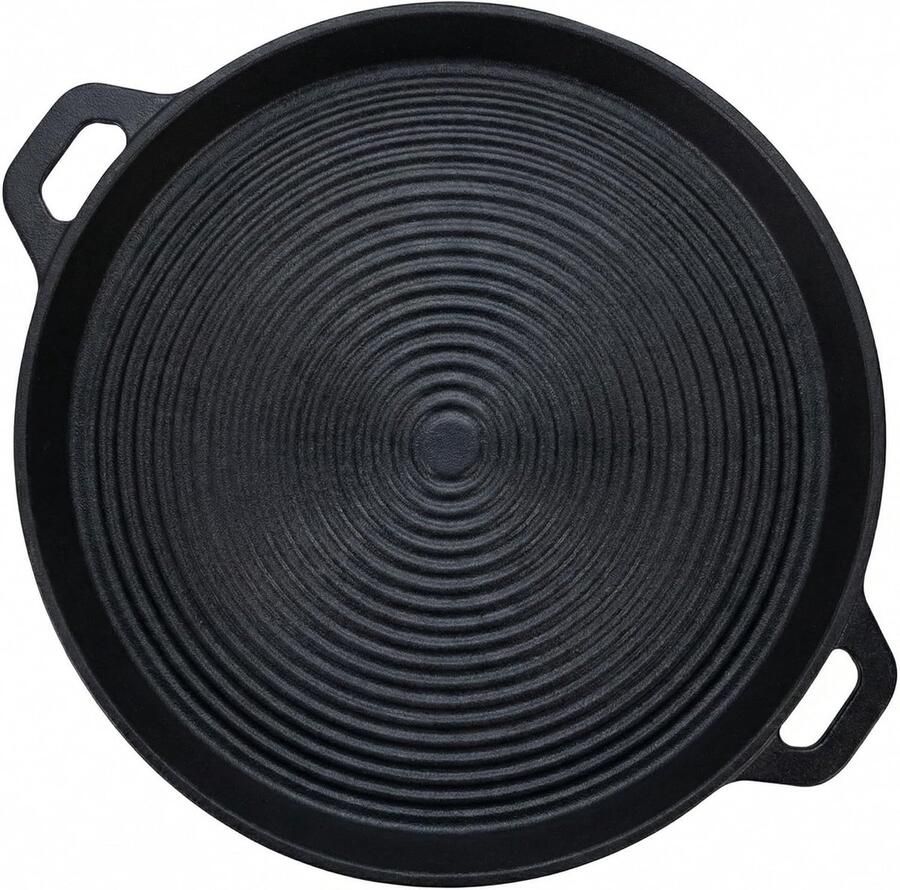 Grillpan 40 5 cm voor vlees groenten en grillgerechten gietijzer met groefstructuur ronde serveerpan met handgrepen voor keuken oven en BBQ