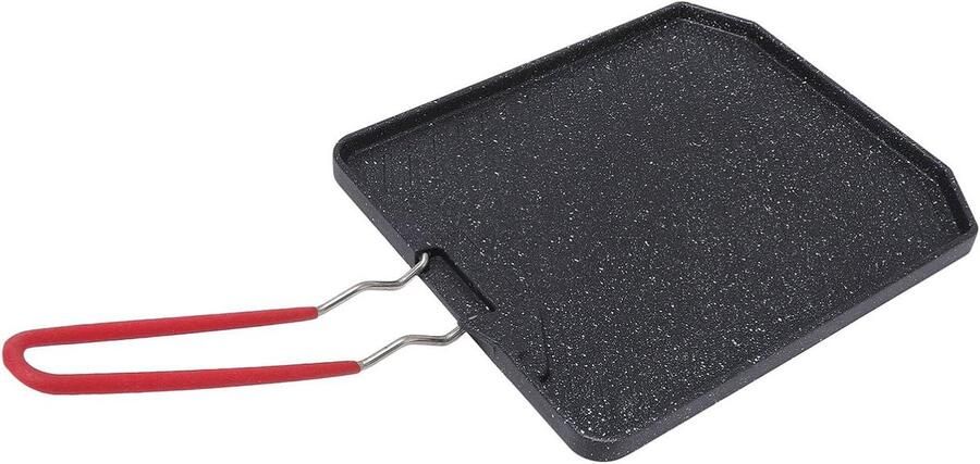Grillpan Aluminium BBQ Bakplaat Buiten Koken Inklapbaar Handvat 195 x 225 Cm Zwart