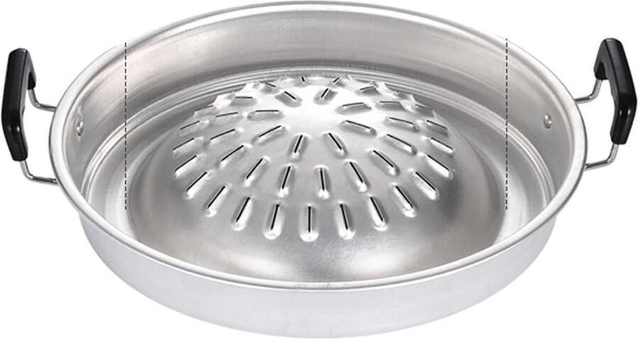 Grillpan Aluminium BBQ Hot Pot Authentiek Koken Dubbele Functie 35 x 31 x 12 cm Zwart