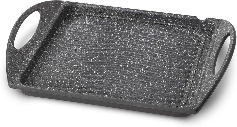 Grillpan Aluminium Gegoten Aluminium Pan Gezond Koken Antiaanbaklaag Marmerlook 1 Liter Grijs