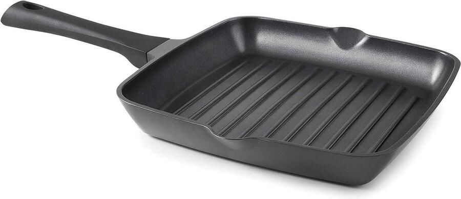 Grillpan Aluminium Gegoten Pan Buiten Koken Antiaanbaklaag Titanium 28 cm Grijs