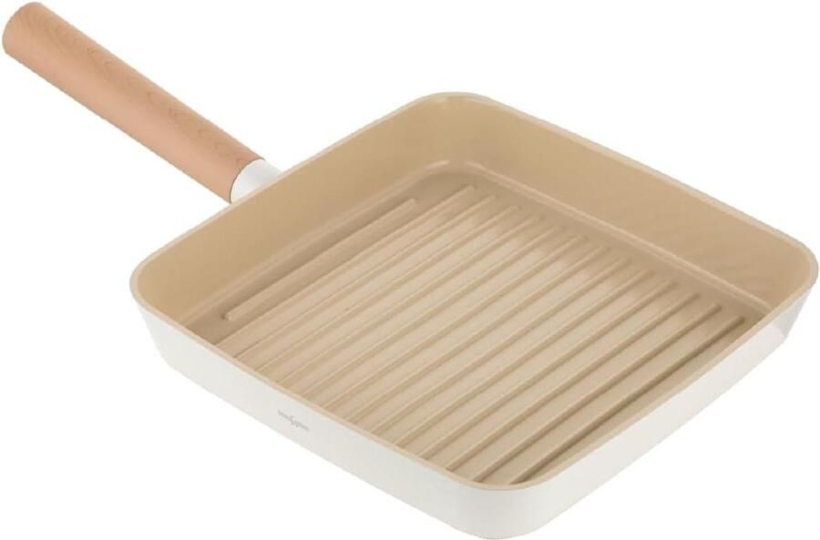 Grillpan Aluminium Gegoten Pan Gelijkmatig Grillen Krasbestendige Coating 26x26 cm Zwart