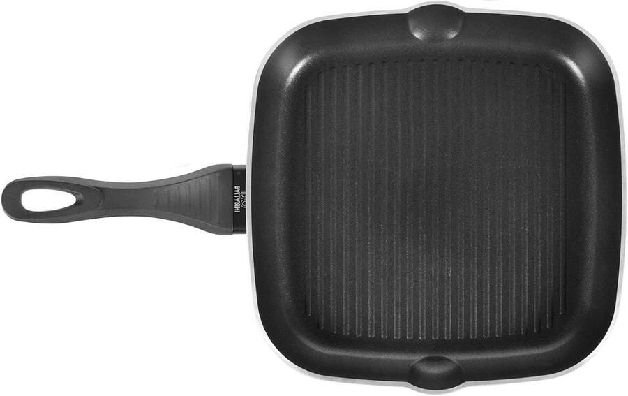 Grillpan Aluminium Koekenpan Gezond Grillen Antiaanbaklaag 28 cm Zwart