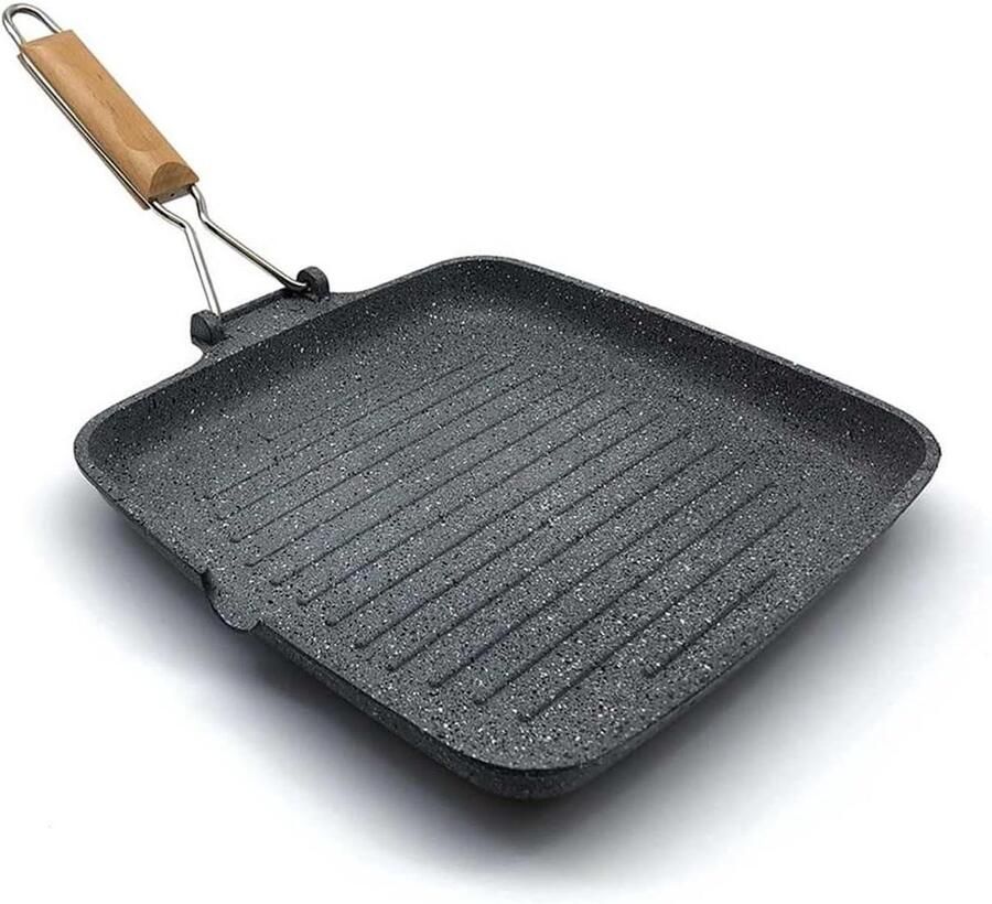 Grillpan Aluminium Koekenpan Gezond Koken Antiaanbaklaag 26 cm Zwart