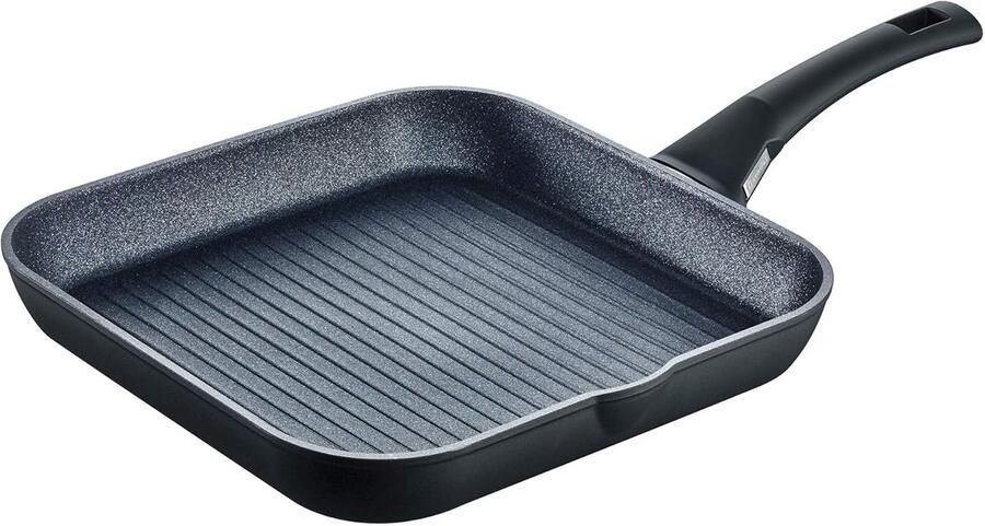 Grillpan Aluminium Koekenpan Grill Binnen Grillen Krasbestendige Antiaanbaklaag 28 cm Zwart
