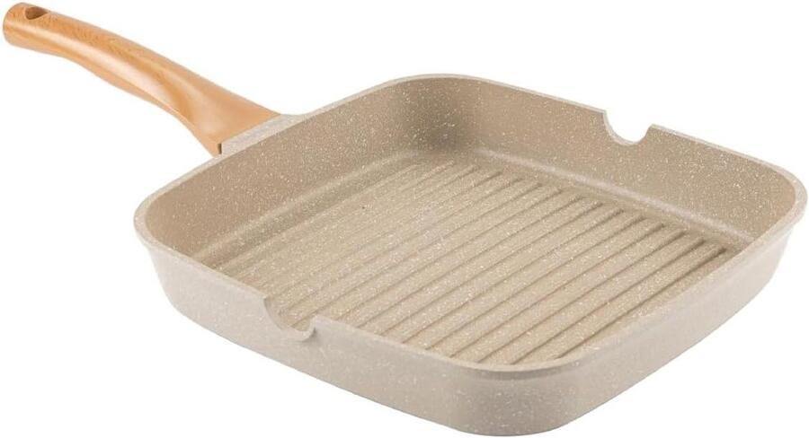 Grillpan Aluminium Koekenpan Grill Gezond Bakken Keramische Antiaanbaklaag 28 cm Zwart