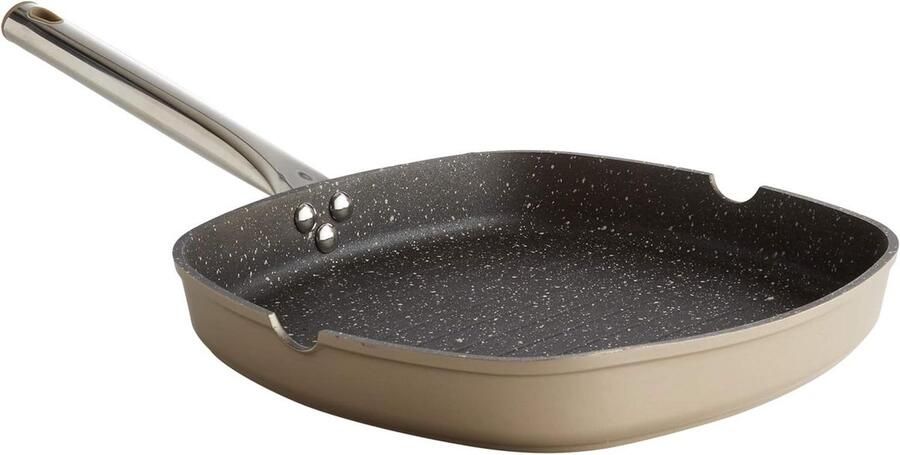 Grillpan Aluminium Koekenpan Grill Gezond Grillen Anti-aanbaklaag 28x28x4.3 cm Champagne