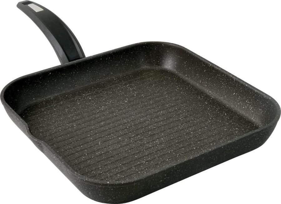 Grillpan Aluminium Koekenpan Grill Gezond Grillen Artech-Stone Coating 28 cm Zwart