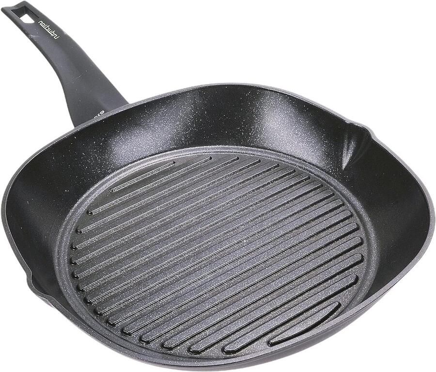 Grillpan Aluminium Koekenpan Grill Gezond Grillen Extra Beschermlaag 28 cm Zwart