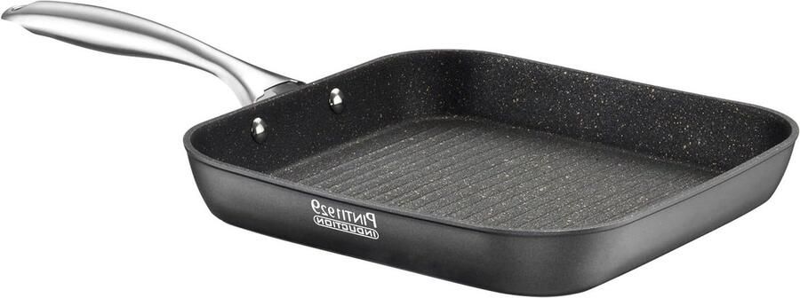 Grillpan Aluminium Koekenpan Grill Lekker Koken Anti-aanbaklaag 26 cm Zwart