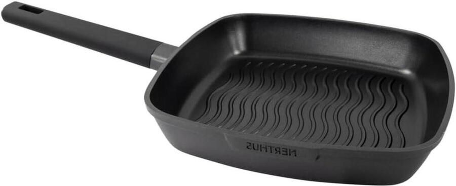 Grillpan Aluminium Koekenpan Grill Vlees Grillen Quantanium Anti-aanbaklaag 28 cm Zwart