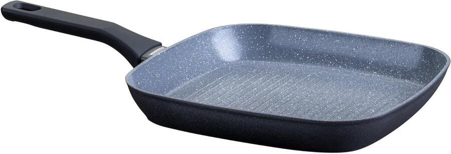 Grillpan Aluminium Koekenpan Inductie Steak Grillen PFAS-vrije Keramische Coating Diameter 28 cm Zwart