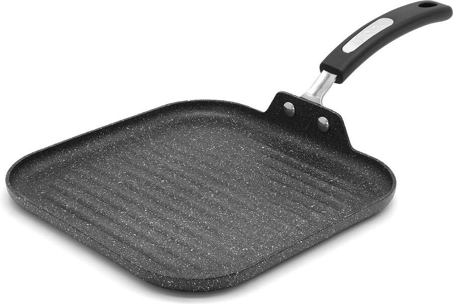 Grillpan Aluminium Koekenpan Lekker Koken Extra Dikke Bodem 25x25 cm Zwart