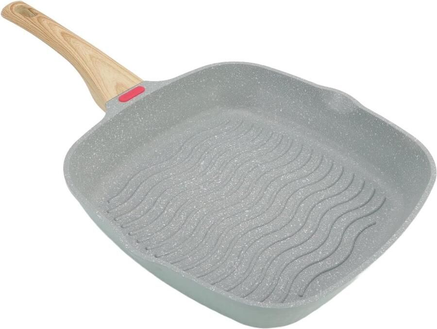 Grillpan Aluminium Koekenpan Steak Biefstuk Bakken Verhoogde Grillribben 28 cm Zwart