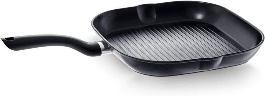 Grillpan Aluminium Koekenpan Steakpan Vlees Grillen Gegroefd Grill Oppervlak 28x28 cm Zwart