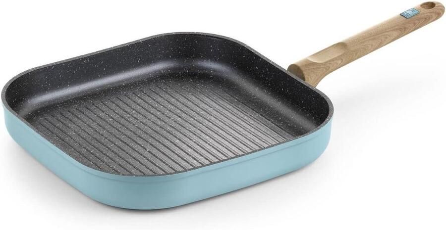 Grillpan Aluminium Koekenpan Strepen Gezond Koken Titanium Versterkt 28 cm Zwart