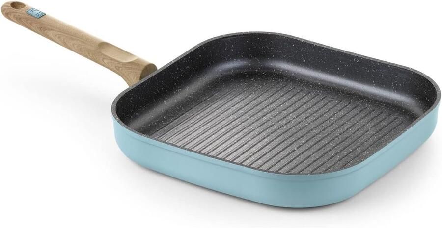 Grillpan Aluminium Koekenpan Strepen Gezond Koken Titanium Versterkt 28 cm Zwart