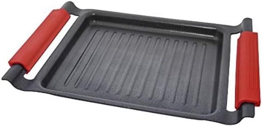 Grillpan Aluminium Koekenpan Vetvrij Braden Antiaanbaklaag PFOA-vrij 28 cm Zwart