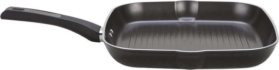 Grillpan Aluminium Koekenpan Vierkant Vetarm Koken 3D Staal Inductie Bodem 28 cm Zwart