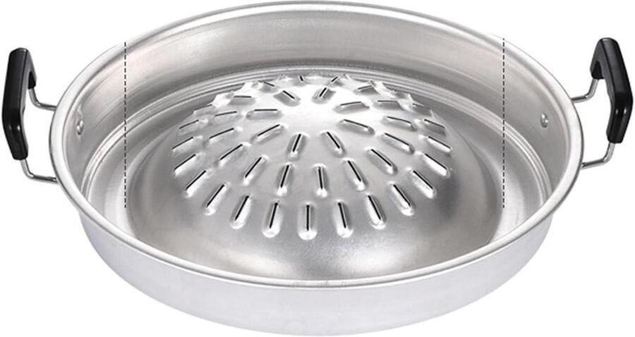 Grillpan Aluminium Steakpan Hete Pot Koken en Grillen Dubbele Functie 35 x 31 x 12 cm