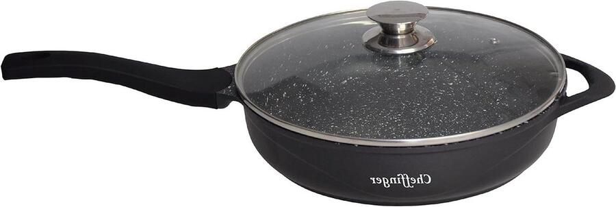Grillpan Aluminium Steakpan Vispan Lekker Grillen Marmeren Antiaanbaklaag 28 cm Zwart
