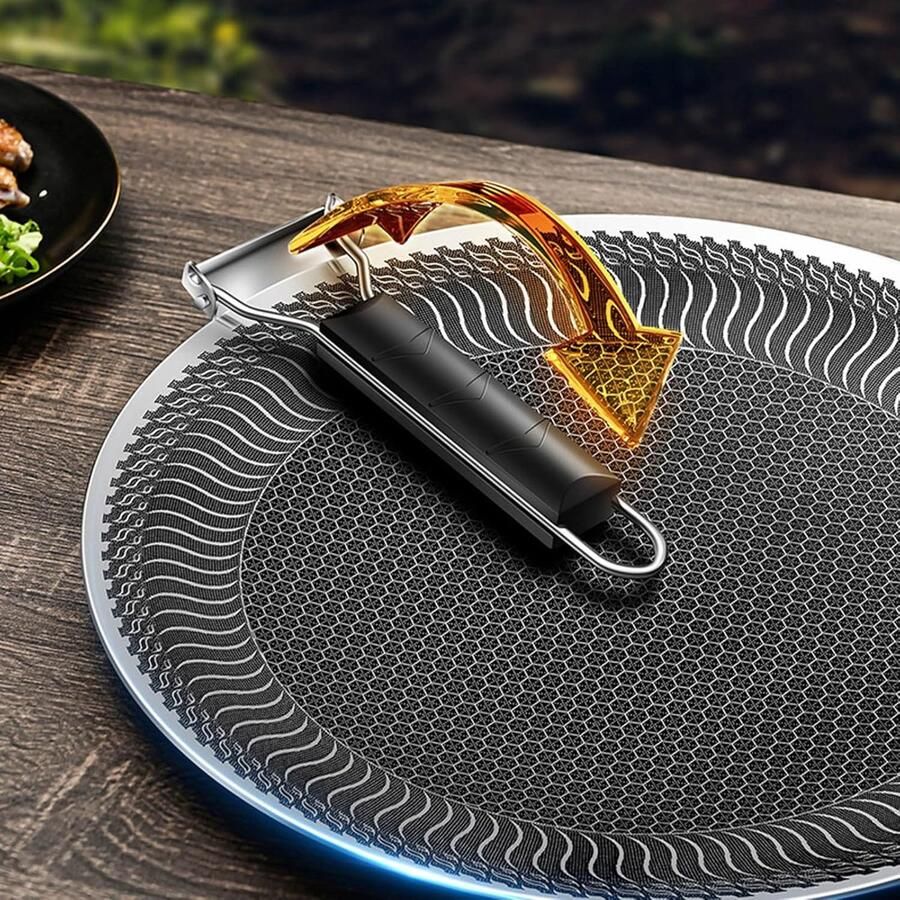 Grillpan Anti-aanbak Koekenpan Bakplaat Buiten Koken Gelijkmatige Warmte 57.5 x 37.5 cm Zilver