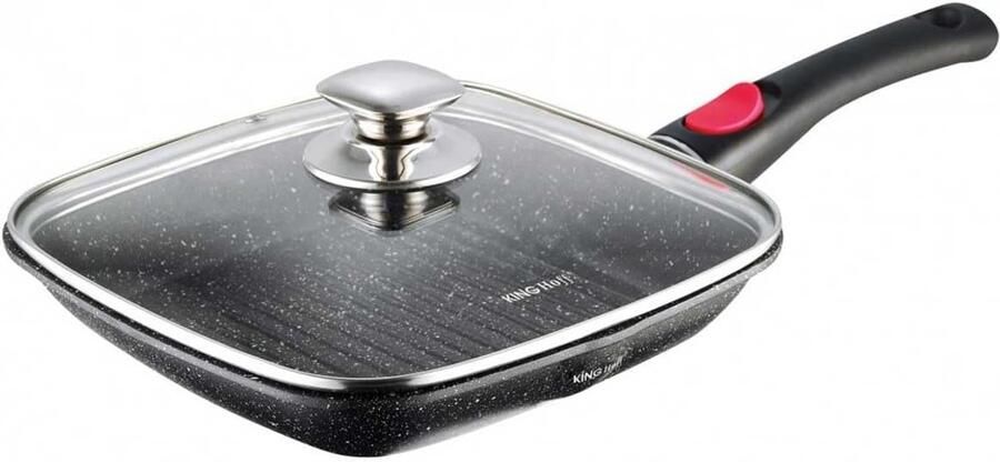 Grillpan Anti-aanbak Koekenpan Keuken Gezond Koken Afneembare Handgreep 24 cm Zwart