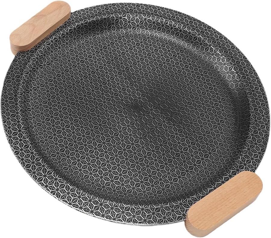 Grillpan Antiaanbak BBQ Bakplaat Buiten Koken Snelle Warmtegeleiding 30 Cm Diameter Zilver