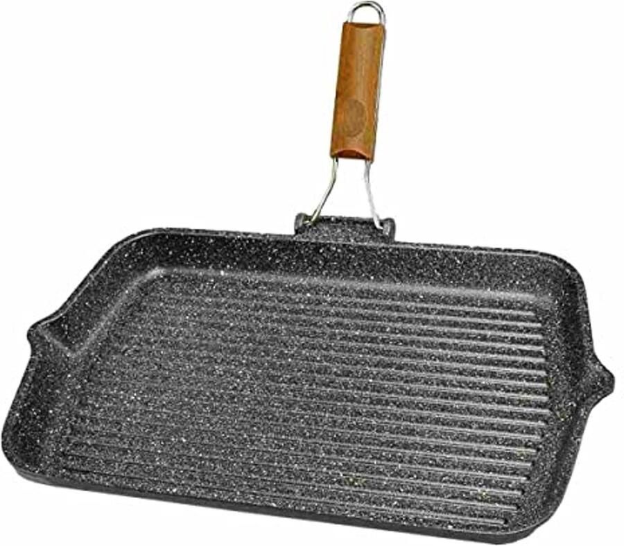 Grillpan Antiaanbak XL 43 x 26 cm met Houten Handgreep - Foto 1