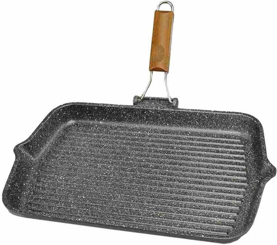 Grillpan Antiaanbak XL 43 x 26 cm met Houten Handgreep