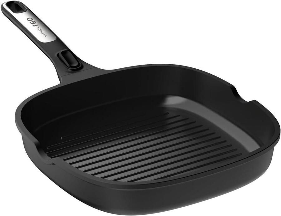 Grillpan Antiaanbaklaag Koekenpan Grill Vlees Grillen Gelijkmatige Warmtegeleiding 26 cm Zwart