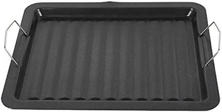 Grillpan Bakplaat Barbecue Lade Buiten Koken Antiaanbak Steen 30 x 25.5 cm Zwart