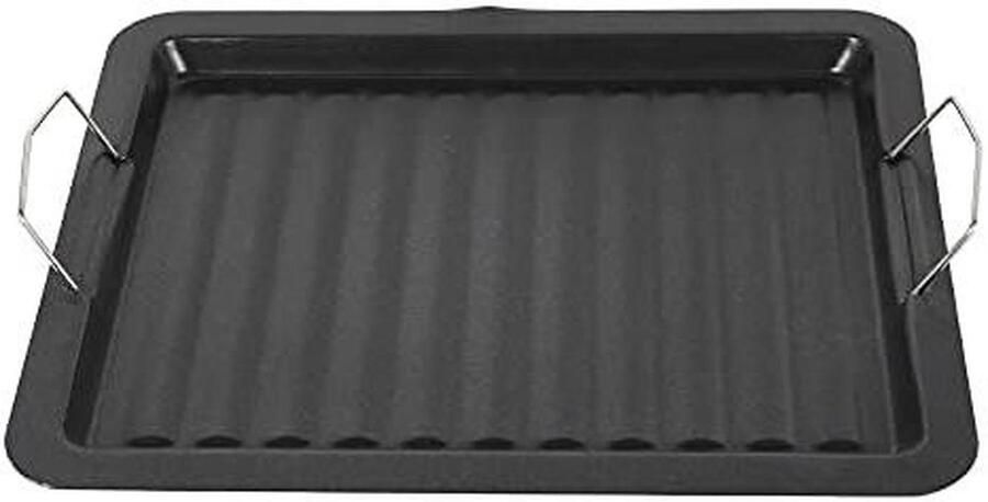 Grillpan Bakplaat Barbecue Lade Buiten Koken Antiaanbak Steen 30 x 25.5 cm Zwart
