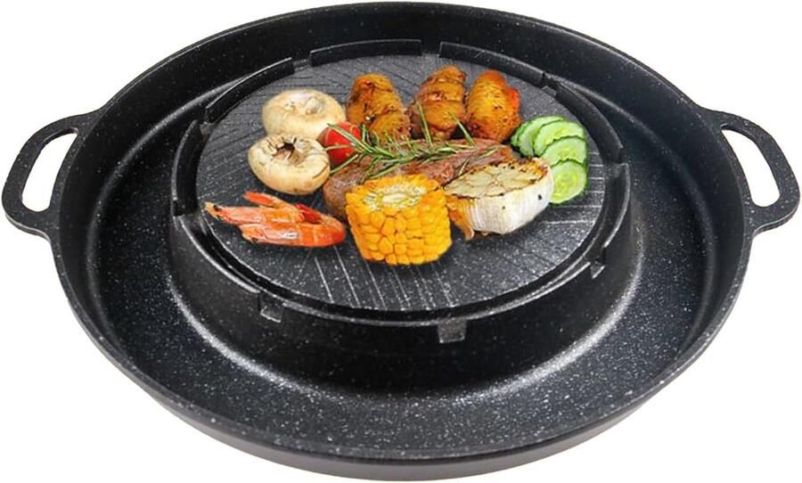 Grillpan Bakplaat Buiten koken Antiaanbaklaag 335 cm Zwart