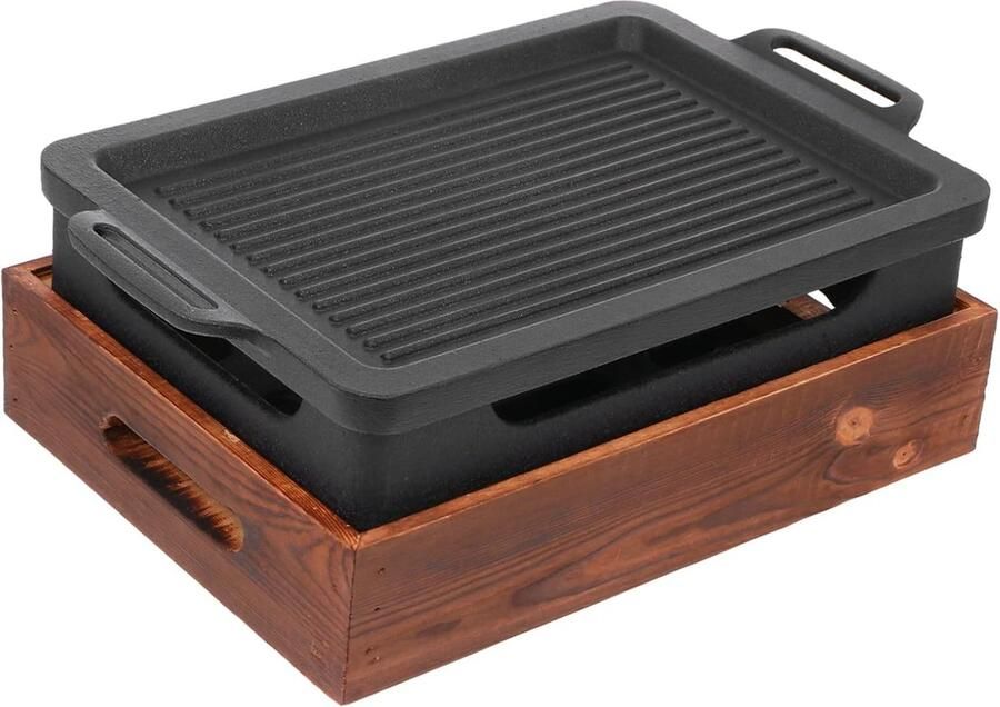 Grillpan Bakplaat Buiten koken Antiaanbaklaag Vierkant Zwart