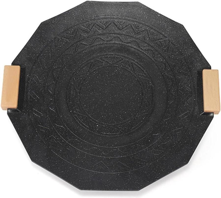 Grillpan Bakplaat Buiten Koken Verdikte Antiaanbaklaag 41cm Diameter Zwart