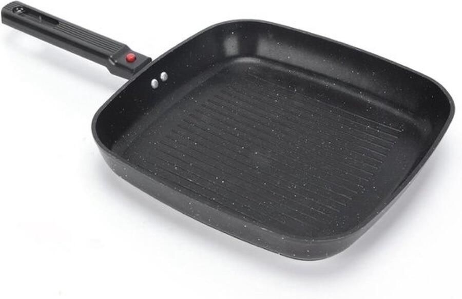 Grillpan Bakplaat Kookplaat Pan Gelijkmatig Koken Afneembaar Handvat Vierkant Ontwerp Zwart