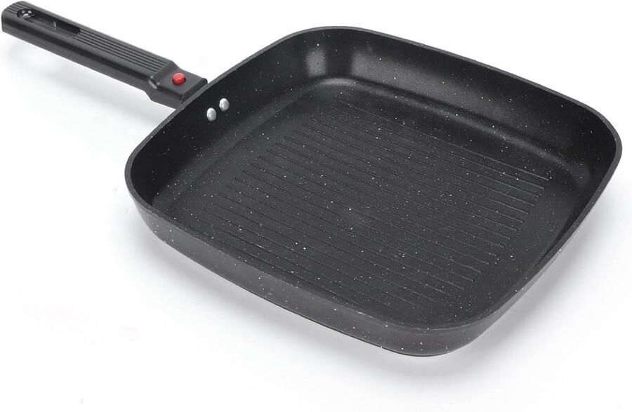 Grillpan Bakplaat Kookplaat Pan Gelijkmatig Koken Afneembaar Handvat Vierkant Ontwerp Zwart