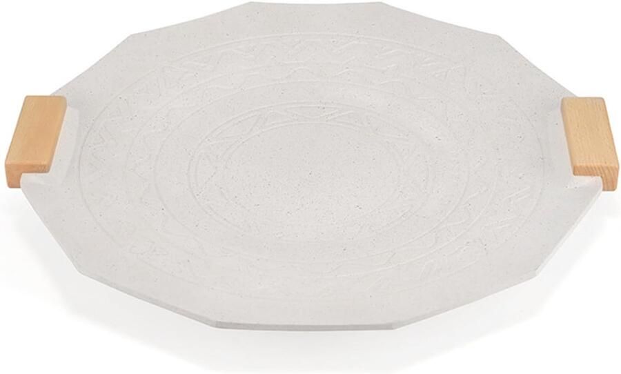 Grillpan Barbecueplaat Bakplaat Buiten Koken Antiaanbak Marmertextuur 40 cm Wit