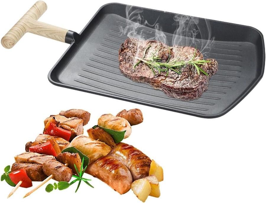 Grillpan Binnen Kookgerei Spatbescherming Buiten Koken Spatwaterdicht Grillen ca. 38 cm hoog Grijs