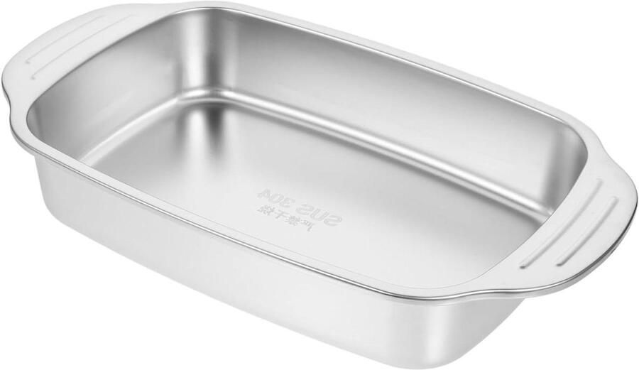 Grillpan Braadslede Roestvrijstalen schaal Zeevruchten Grillen Rechthoekige Vorm 33 cm Lengte Zilver