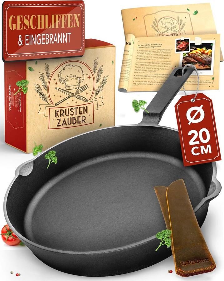 Grillpan Gietijzer 20 cm Perfect voor Gezond Grillen en Bakken