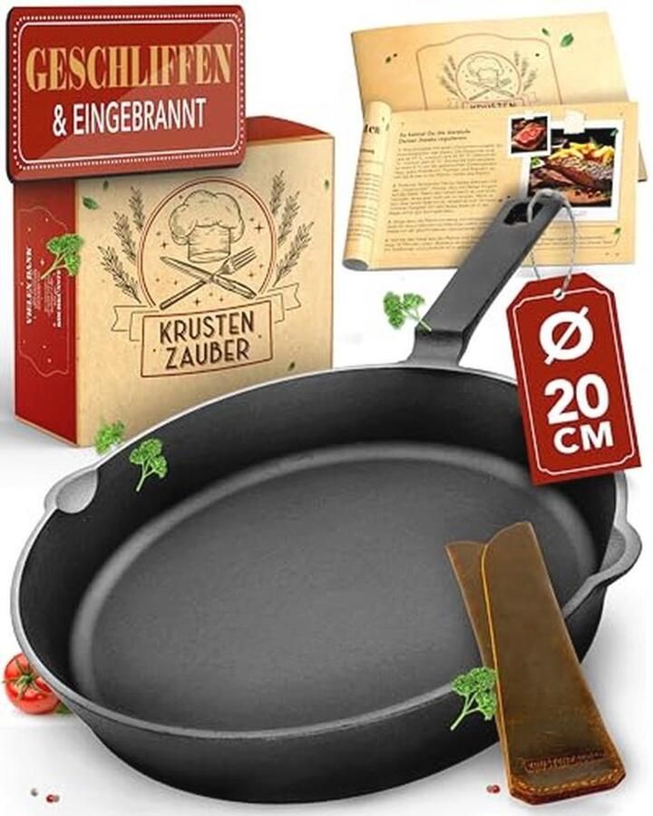 Grillpan Gietijzer 20 cm Perfect voor Gezond Grillen en Bakken