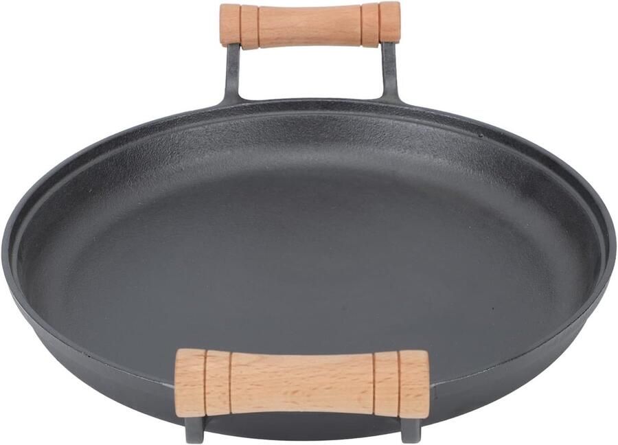Grillpan Gietijzer Antiaanbak Pan Buiten Koken Gelijkmatige Warmte 33 cm Zwart