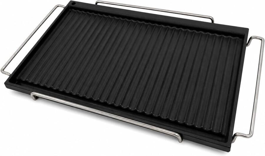 Grillpan Gietijzer Bakplaat Grillplaat Buiten Koken Dubbelzijdig Bruikbaar 67x40 cm Zwart