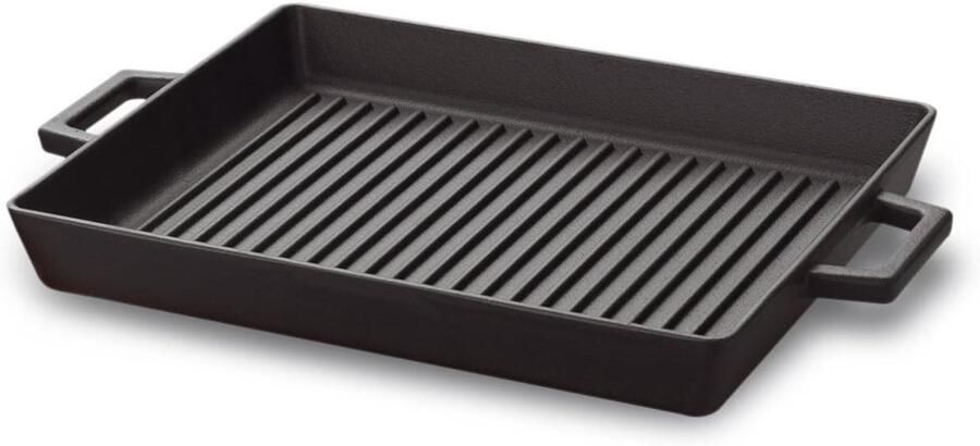 Grillpan Gietijzer Bakplaat Met Handvatten Lekker Koken Gemaakt In Italië 26 x 32 cm Zwart