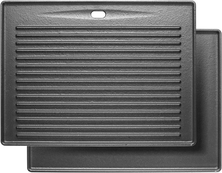 Grillpan Gietijzer Bakplaat Omkeerbaar Buiten Koken Veelzijdig Gebruik 415 x 31 cm Zwart