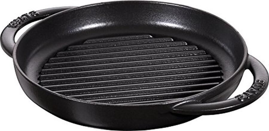 Grillpan Gietijzer Grillplaat Pan Steaks Braden Bijzondere Grillstructuur 22 cm Zwart