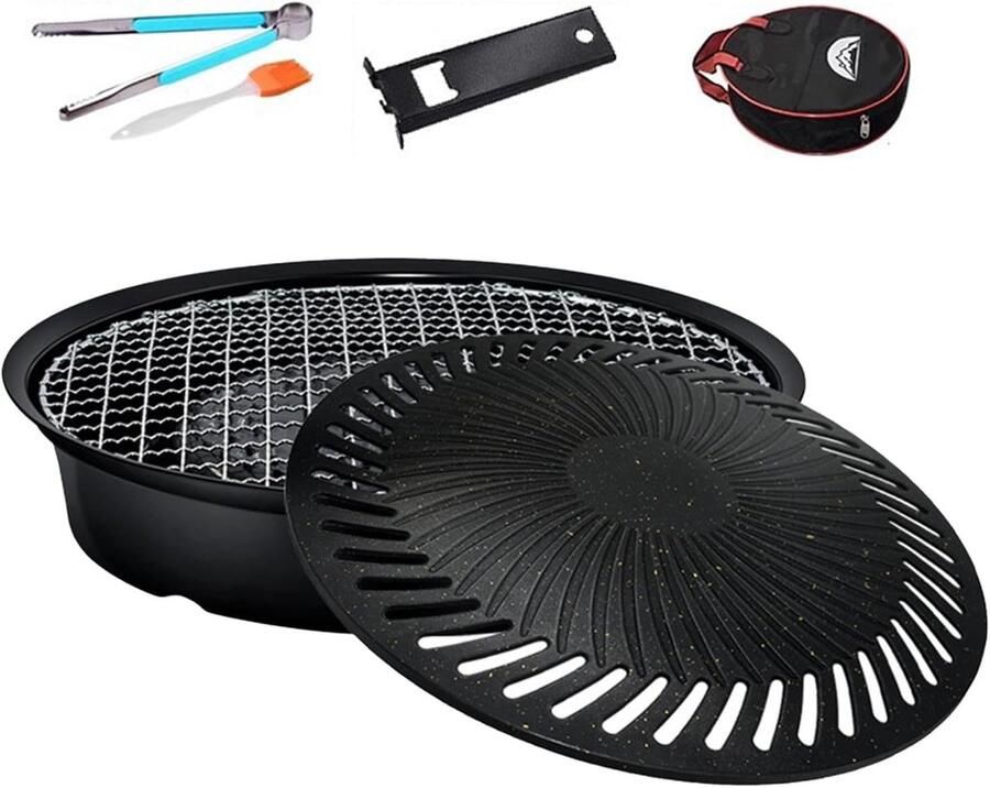 Grillpan Gietijzer Koekenpan Koop Binnen Grillen Non-stick Steencoating 2.6 Pond Zwart