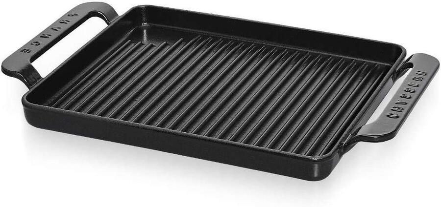 Grillpan Gietijzer Koekenpan Lekker Koken Stevige Handgrepen 26 cm Blauw
